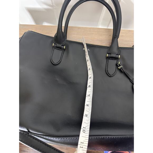 Lauren Ralph Lauren RLL Satchel Handbag Womens Black Leather Crossbody Purse - Picture 13 of 14